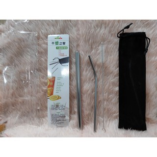 (板橋廉價商品區) 不鏽鋼吸管組 (粗+彎吸管+刷+絨布收納袋)透過FDA.SGS.臺灣食器，三項檢驗合格
