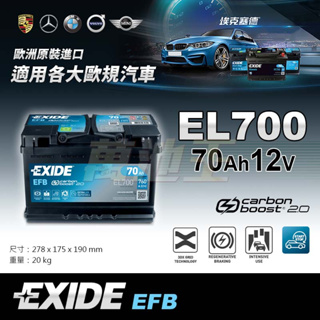 【萬池王】EXIDE 美國埃克賽德-EFB-EL700 汽車電池