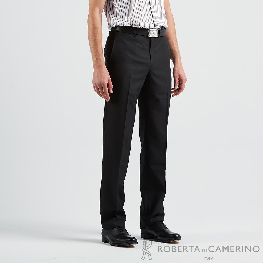 【ROBERTA諾貝達】 台灣製男裝 修身版型 光觸媒織品平口西裝褲 HTD22A-89黑
