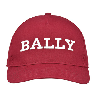 BALLY字母LOGO純棉棒球帽(紅)