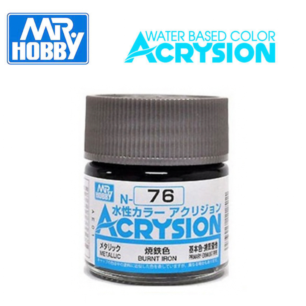 【鋼普拉】現貨 MR.HOBBY GUNZE 郡氏 GSI N-76 N76 水性漆 光澤 燒鐵色 模型漆 10ml