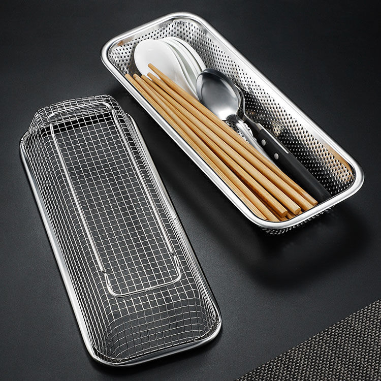 消毒櫃筷子籃304不銹鋼筷子勺子收納盒瀝水籃長方形置物架筷子簍