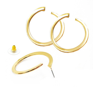 金色圈圈耳環 鈦鋼耳針 防過敏 簡約風 圓環大耳圈 電鍍18k金 超百搭 基本款 艾豆『B4003』