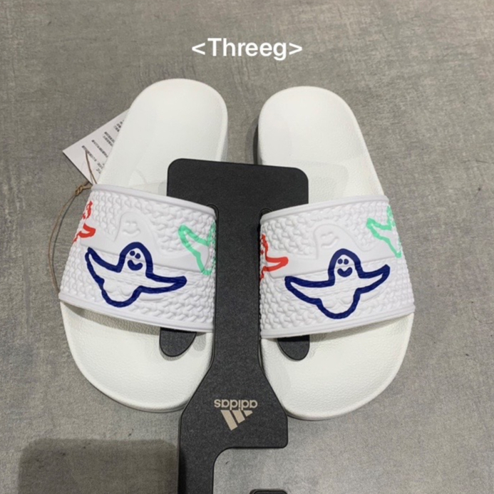 Threeg💫ADIDAS SHMOOFOIL 運動拖鞋 小鬼 可愛 鬼魂 LOGO 白色 男女鞋 HQ2034