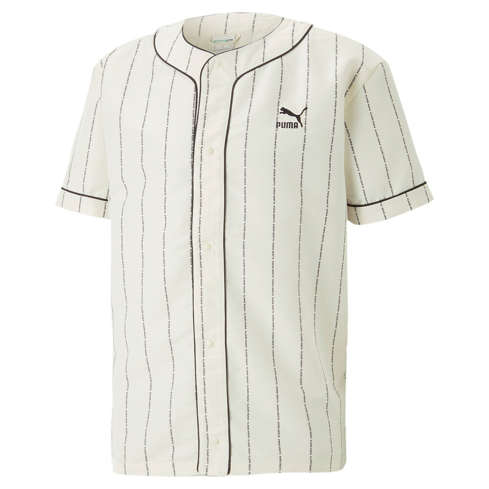 PUMA 短袖襯衫 Julia 吳卓源 代言款 流行系列P.Team 棒球風 襯衫 男 62249165 米白
