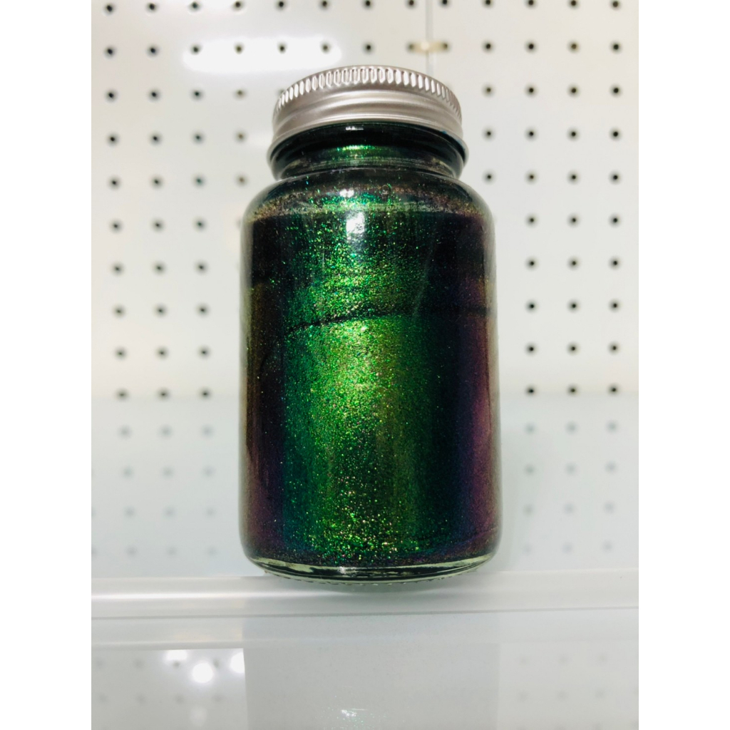 《缺貨》進口 變色龍 珍珠漆 特效漆  粗片銅綠紫 變色龍珍珠漆  (100g玻璃瓶裝)  變色龍烤漆 變色龍噴漆