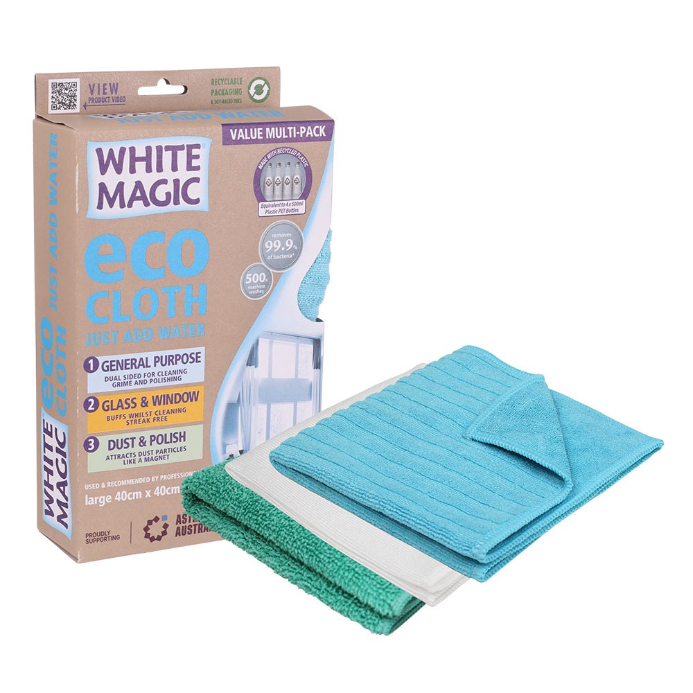 澳洲 White Magic Eco Cloth Value Multi-Pack 抹布超值 3 入組 (加大尺寸)