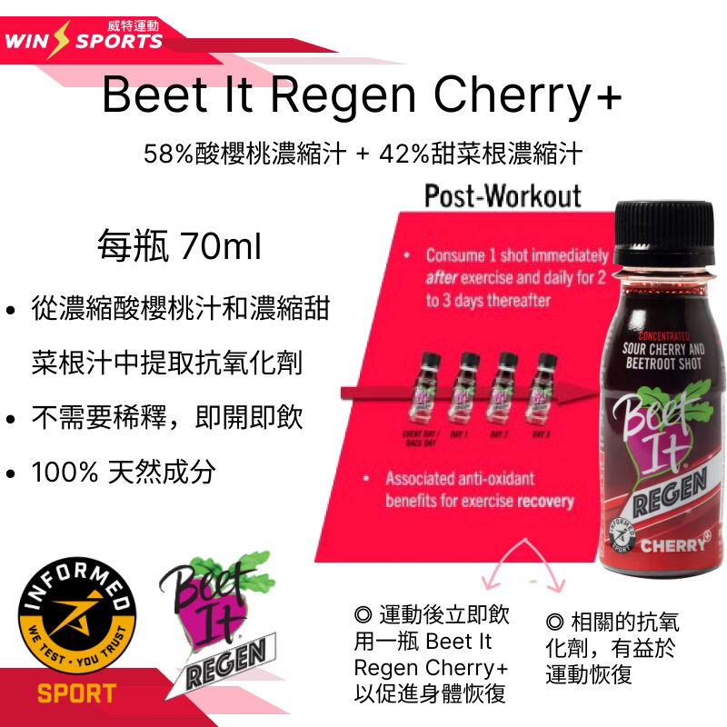 Beet it Regen 濃縮甜菜根+酸櫻桃汁 70ml （運動後用）