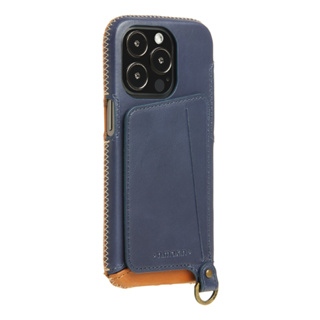 【n max n 台灣設計品牌】iPhone14 Pro 經典系列附皮革手腕帶 全包覆站立架手機套-海軍藍