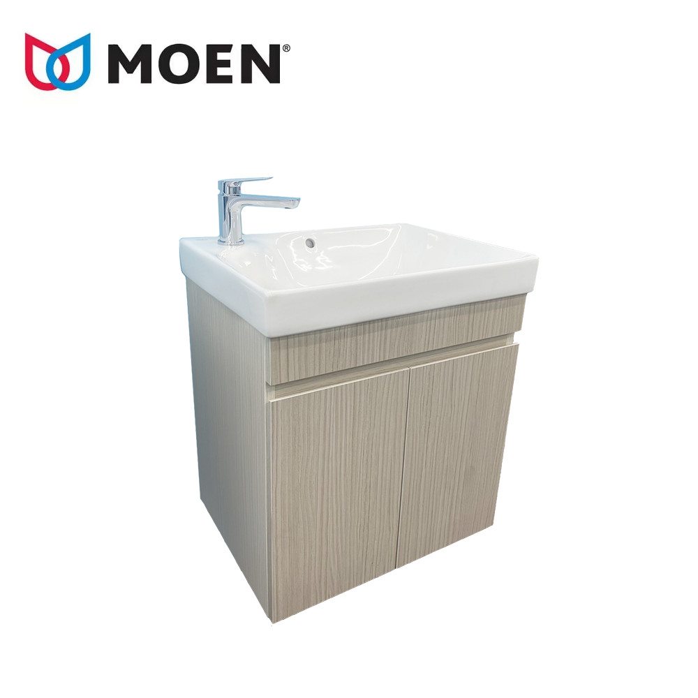 【CERAX洗樂適衛浴】 MOEN摩恩衛浴 56公分一體瓷盆浴櫃組 摩恩面盆龍頭(SW51531)