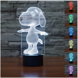 蘭莉婭 史努比 LED 小夜燈 3D立體 七彩 創意 交換禮物 可愛 USB 檯燈 新款 生日禮物 派對 燈飾