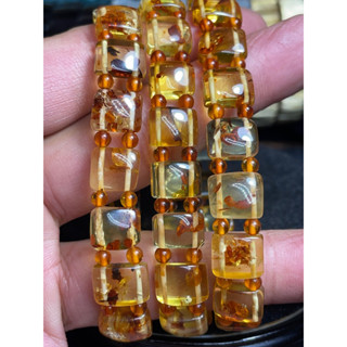 透體彩虹琥珀算盤珠7.5mm手珠翳珀琥珀手鍊8.5-10mm