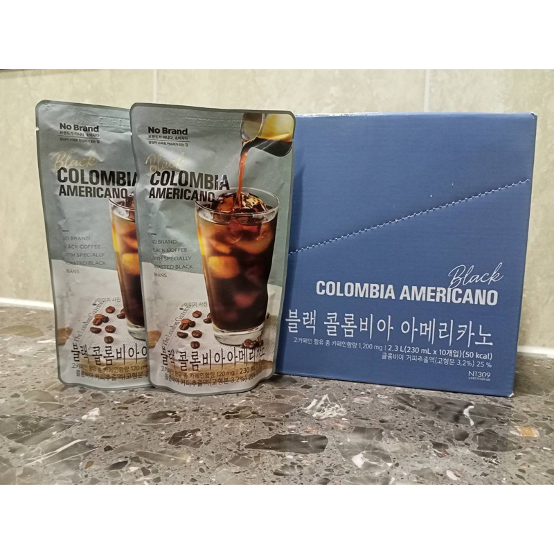 韓國No brand Colombia 袋裝無糖液態美式咖啡 230ml