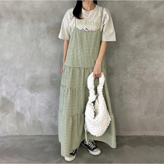 kutir日系夏季新品復古格子吊帶背心裙洋裝