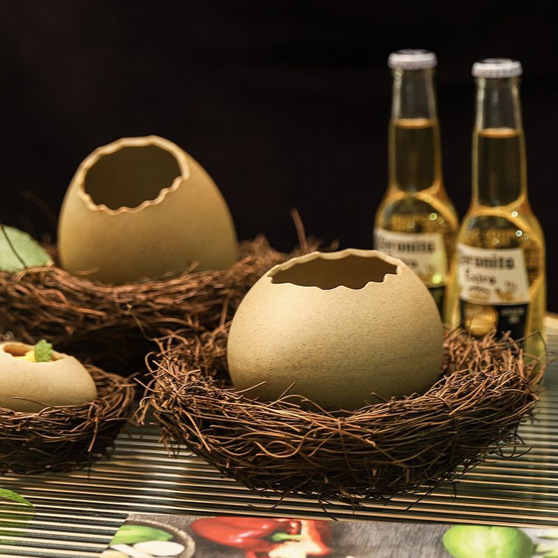 鳥巢蛋殼造型創意花器甜品碗