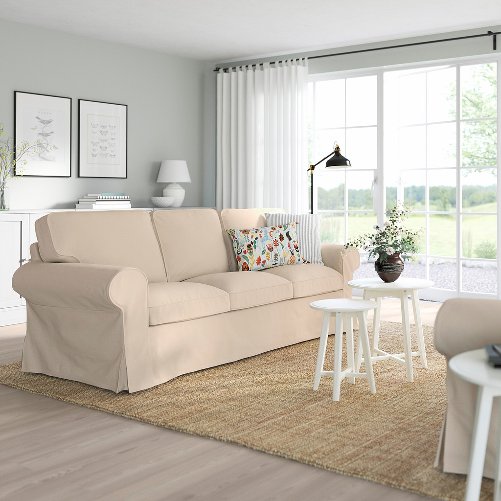 北歐LOFT風格經典IKEA宜家EKTORP三人座沙發/米色/218x88x88/二手八成新/原$15900特$6900