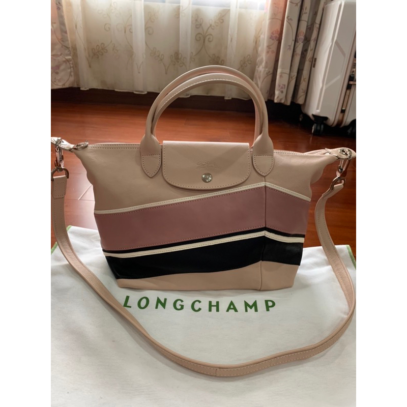LongChamp羊皮包，附背帶，粉色