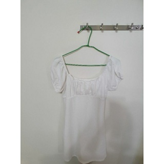 052 net白色連身裙 洋裝 低胸