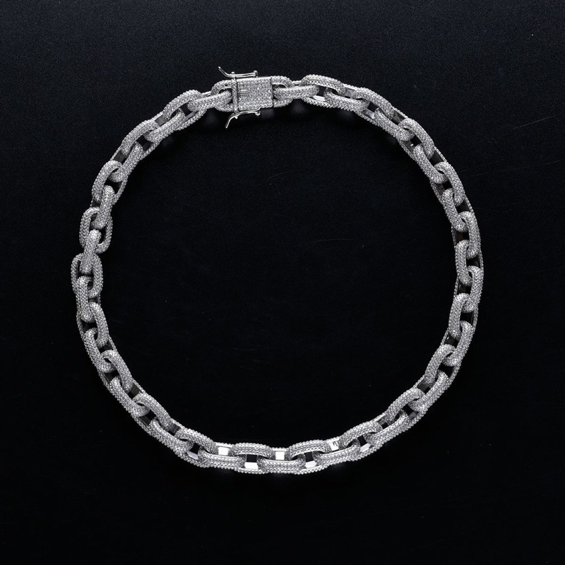 [YZ]Ice chain 美式街頭高階嘻哈滿鑽 10mm寬 鎖形 鎖扣 環扣 古巴鍊 項鍊