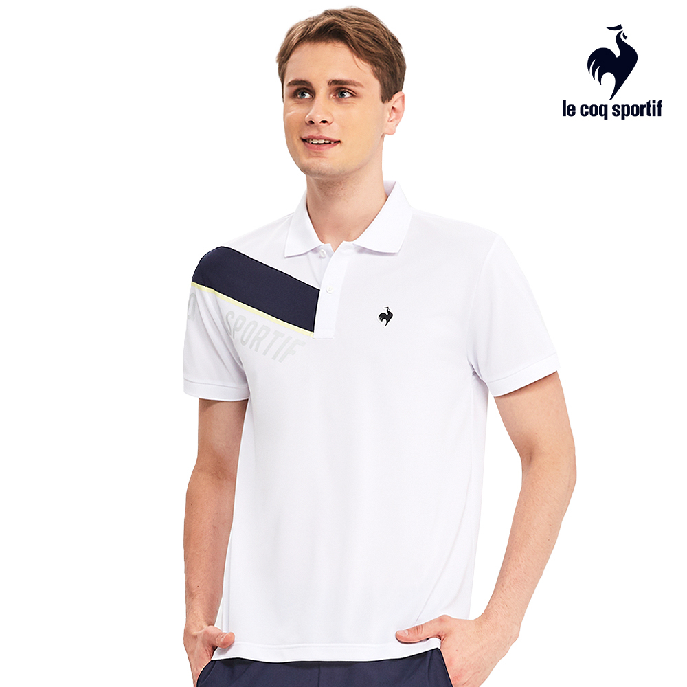 【LE COQ SPORTIF 法國公雞】排汗速乾運動Training短袖POLO衫-男款-白色-LWR21642