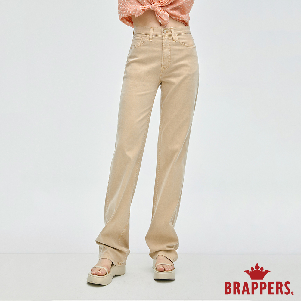 BRAPPERS 女款 高腰彈性直筒褲-卡其