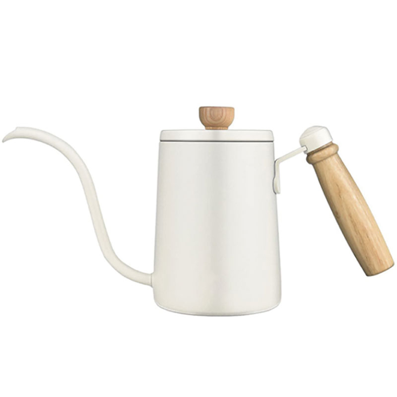 【TIAMO】鶴嘴細口壺 600ml A款/HA1666WH(木柄/白)| Tiamo品牌旗艦館