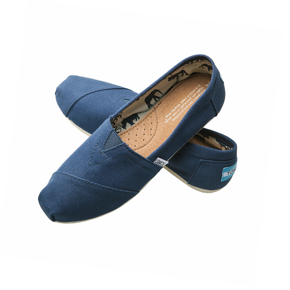 【22cm】TOMS 女 經典 深藍色 素面 Classic Canvas 純色 舒適休閒鞋 平底鞋 懶人鞋 帆布鞋