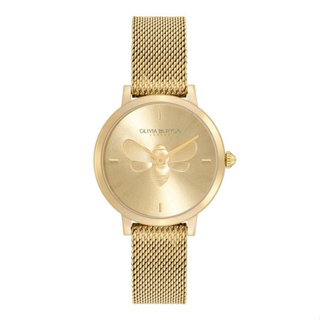 【OLIVIA BURTON】OB奧利維亞伯頓 3D蜜蜂金色米蘭腕錶 24000022 28mm 現代鐘錶