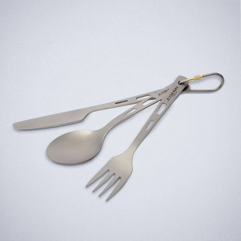 05/13出貨⧓日本 TITAN MANIA 鈦製 超輕量 餐刀、叉子、湯匙 餐具組(Ver1) 附收納袋
