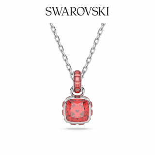 SWAROVSKI 施華洛世奇 Birthstone 鏈墜 方形切割 鍍白金色 七月紅色 誕生石