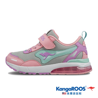 【KangaROOS 美國袋鼠鞋】童鞋 K-RIDER 防潑水氣墊跑鞋 機能運動鞋(粉/綠/紫-KK32373)