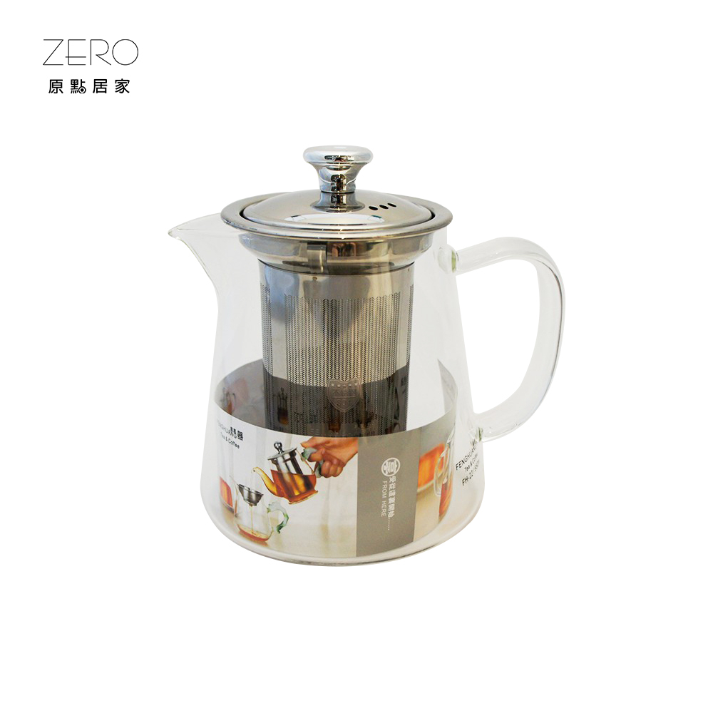ZERO原點居家 加厚玻璃茶壺 600mL 鳳凰器 茶具 花茶壺 不銹鋼過濾泡茶壺 沖茶器 耐熱玻璃