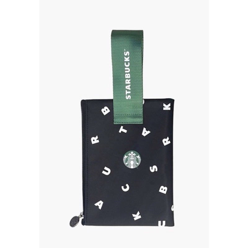 （全新）Starbucks星巴克手拿包  字母黑綠手提包 手提袋 小收納袋