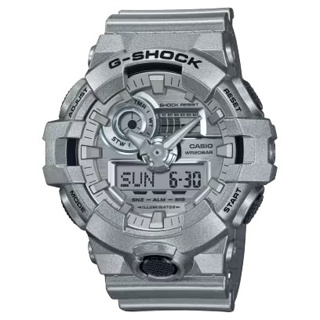 【柏儷鐘錶】CASIO G-Shock 雙顯示 銀色金屬感殼帶 GA-700FF-8A