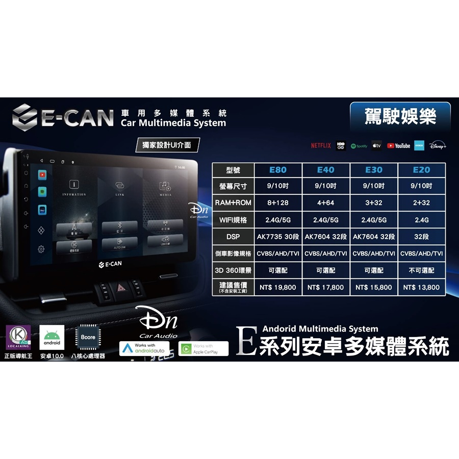 E-CAN車用多媒體系統安卓機E20 -Dn迪恩汽車影音