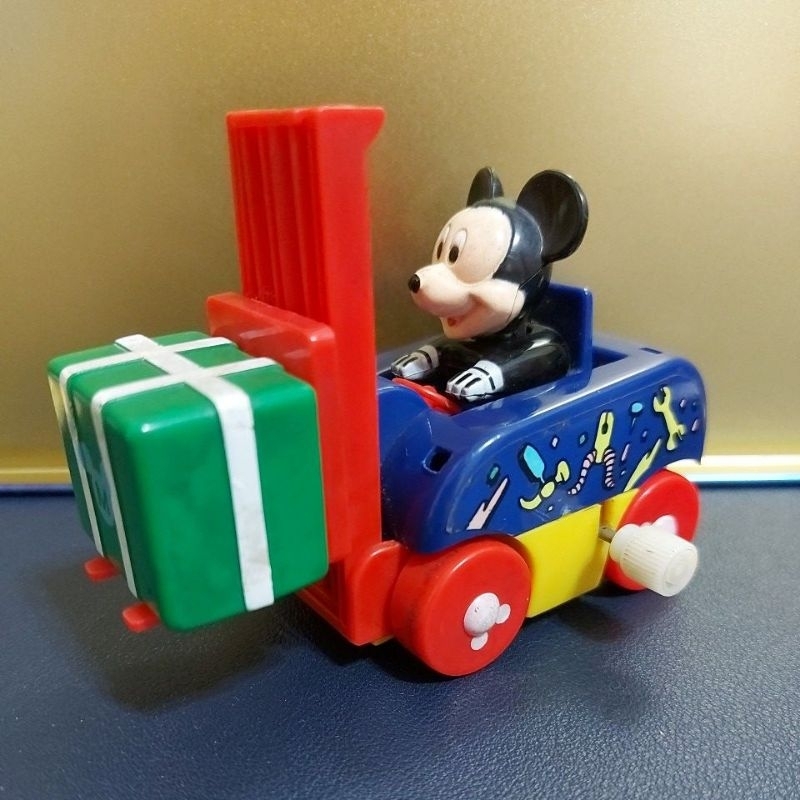 【收藏】迪士尼 米奇 發條 堆高機 老玩具 DISNEY 米老鼠 車 Mickey Mouse 高7公分 絕版