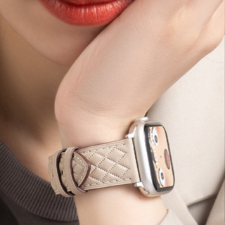 ［Moon] 菱格紋真皮錶帶Apple WatchS8/S7/6/5/4/3/2/1高品質皮質錶帶41MM 45MM錶帶