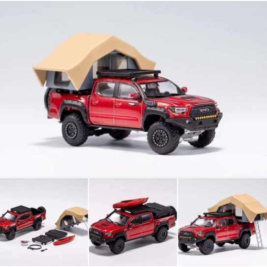 (小賈車庫) 1/64 GCD 1/64 Toyota TACOMA 糖果紅 露營配件版