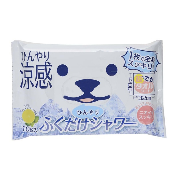 日本熱賣 白熊涼感大片濕紙巾 - 柚香薄荷 10枚入 效期2026.05 【淨妍美肌】