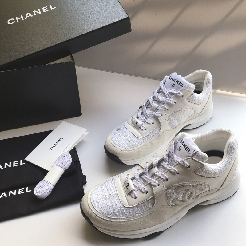 在台現貨🇮🇹44888 香奈兒Chanel 23s 奶油白銀線 爆款球鞋 運動鞋 #38.5