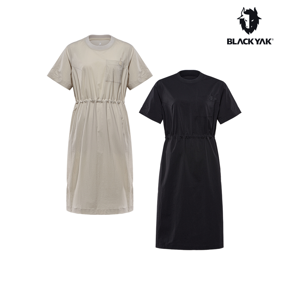 【BLACKYAK】女 ASH連身裙(淺卡其/黑色)-口袋設計/左右開衩連身裙|CB1WR101|1BYTSM3525