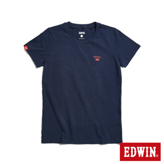 EDWIN 第九代基本LOGO短袖T恤(丈青色)-女款