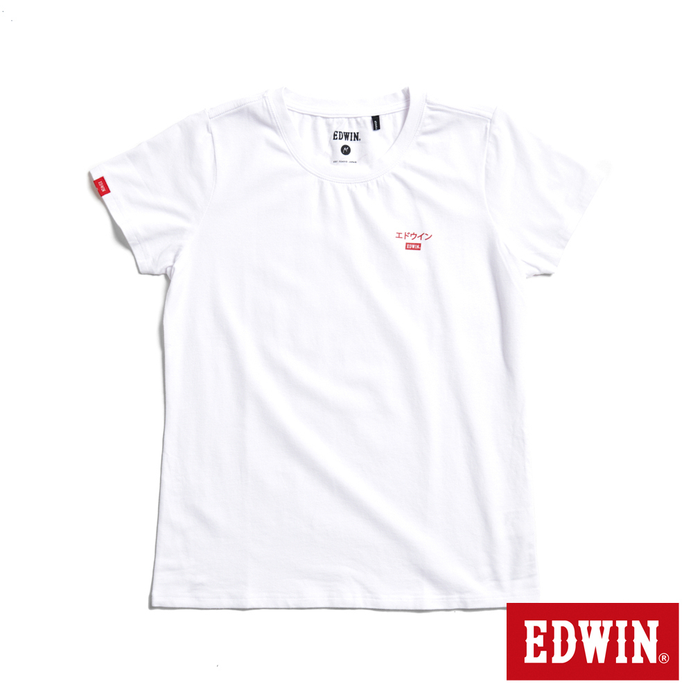 EDWIN 第九代基本LOGO短袖T恤(白色)-女款