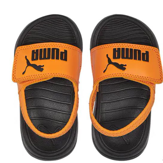 PUMA 小童 涼鞋 POPCAT 20 黏帶調整寬度 鬆緊帶套入  夏天 戲水 游泳 舒適 黑橘 37386215