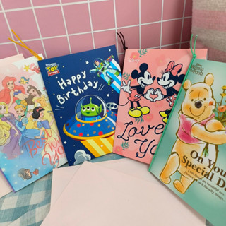 💗正版現貨💗迪士尼 繫繩卡片 生日卡片 卡片 維尼 米奇 米妮 三眼怪 公主 美人魚 玩具總動員 萬用卡 生日卡 貝兒