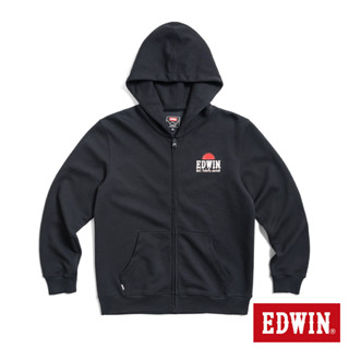 EDWIN 男款 日落LOGO連帽外套(黑色)