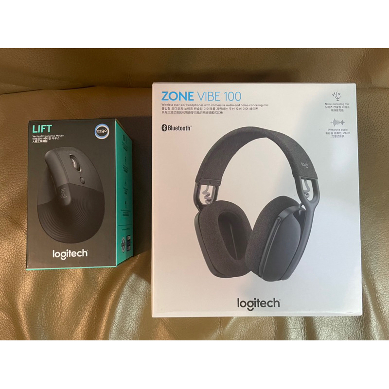 Logitech G 羅技 LIFT 人體工學垂直滑鼠+Zone Vibe 100 無線藍牙耳機麥克風