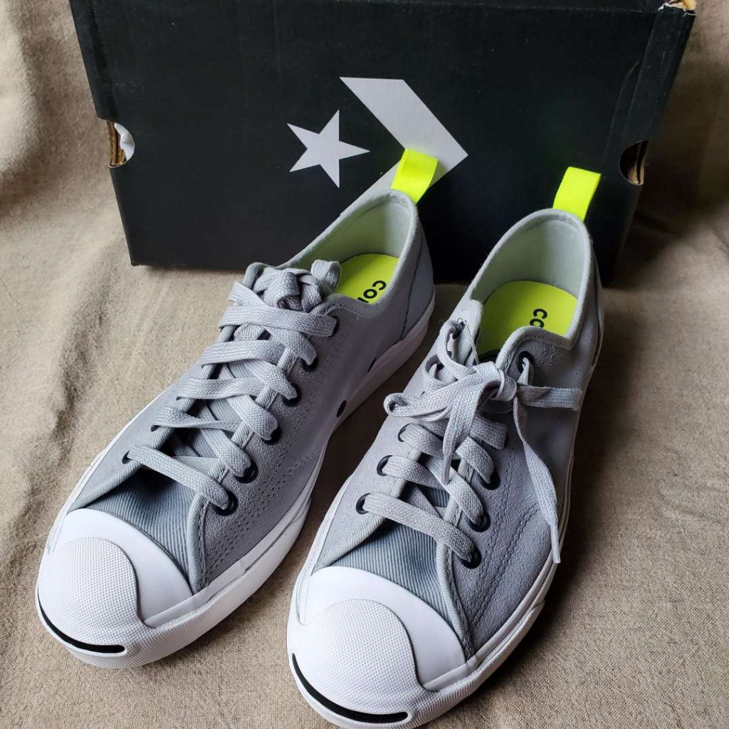 全新【CONVERSE Jack Purcell】灰色開口笑 麂皮 低筒 169392C 休閒鞋 男 女 中性 休閒鞋