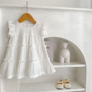2306KA004 (80-120) 女童洋裝 蕾絲洋裝 白色洋裝 女寶洋裝 生日洋裝 兒童生日洋裝 韓版童裝