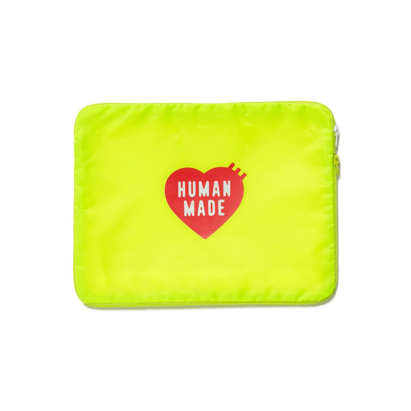 HUMAN MADE 輕量耐磨損尼龍面料 旅行袋 收納空間 透明設計 手拿袋 螢光黃 軍綠色